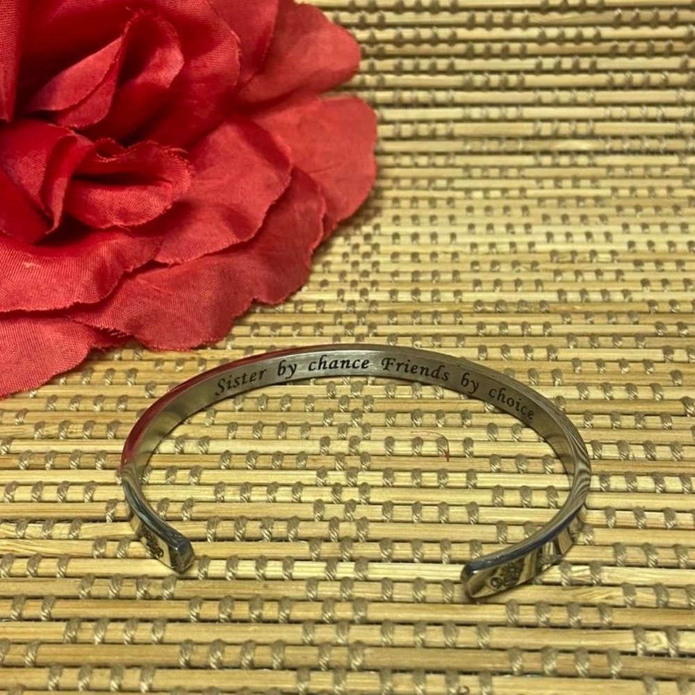 y2k 00s unique Sister in Law "sister by chance, freinds by choice" cuff bracelet
